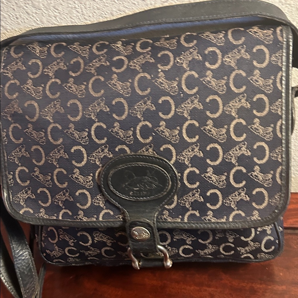 Coach Navy and Tan Signature 'C' Crossbody Bag with Tassel - Picture 11 of 11